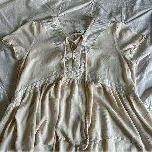 Womens Listicle Large Cream Tie Front Ruffled Blouse
